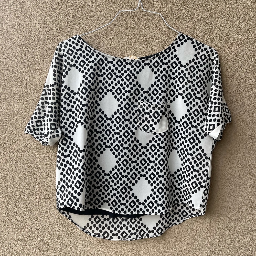 Anthropologie Meadow Rue Black & White Blouse XS